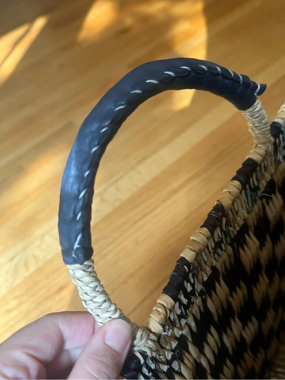 Always by The Sea Woven Navy and Natural Straw Tote